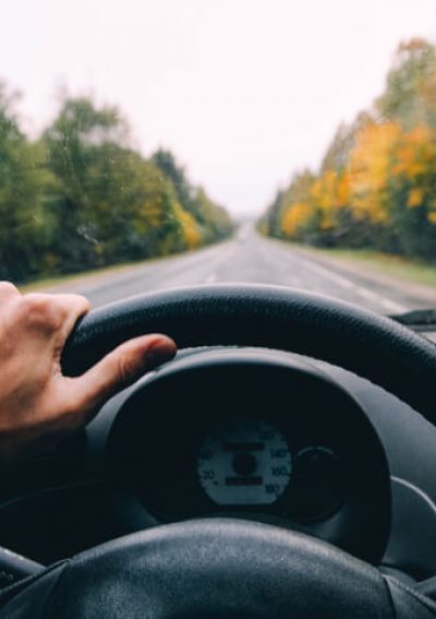 Car driver holds the wheel