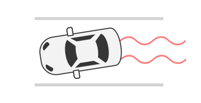 Icon of a car hydroplaning