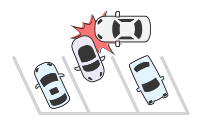 Icon of a car collision in a parking lot