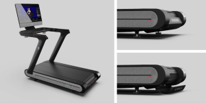 Peloton treadmill and close-ups of fix