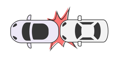 Icon of two cars involved in a rear end collision