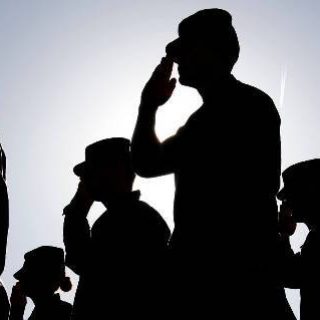 Military personnel saluting