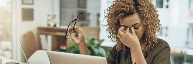 Woman stressed due to workload