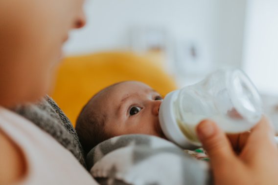 Baby drinking from bottle