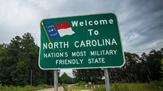 Welcome to North Carolina road sign