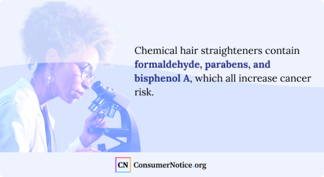 Cancer causing chemicals in chemical hair straighteners graphic