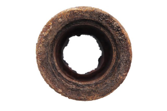 Corroded cast iron pipe