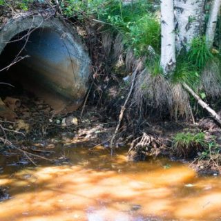 Sewer pipe with brown water
