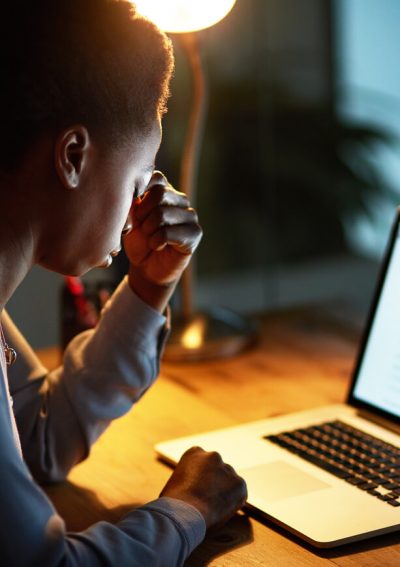 woman upset at computer