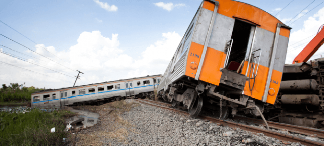 up close view of derailed train