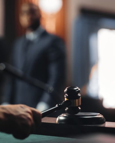 Judge putting gavel down