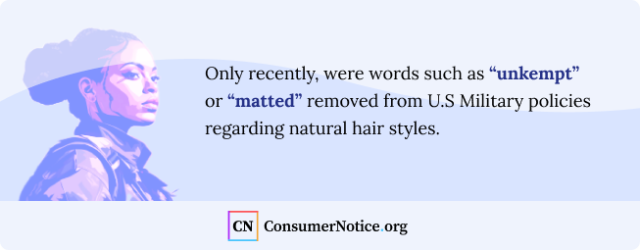 Military terminology on natural hairstyles graphic