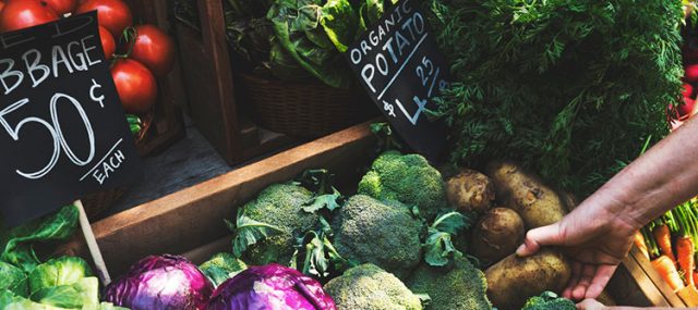Stall of organic vegetables