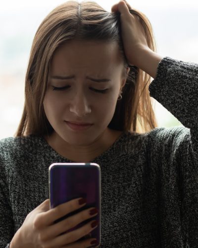 girl upset on social media