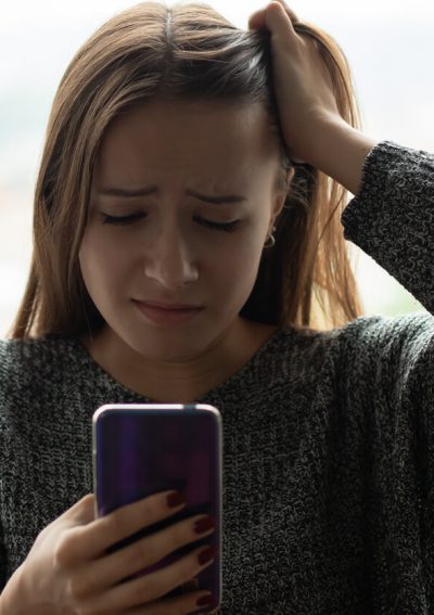 girl upset on social media