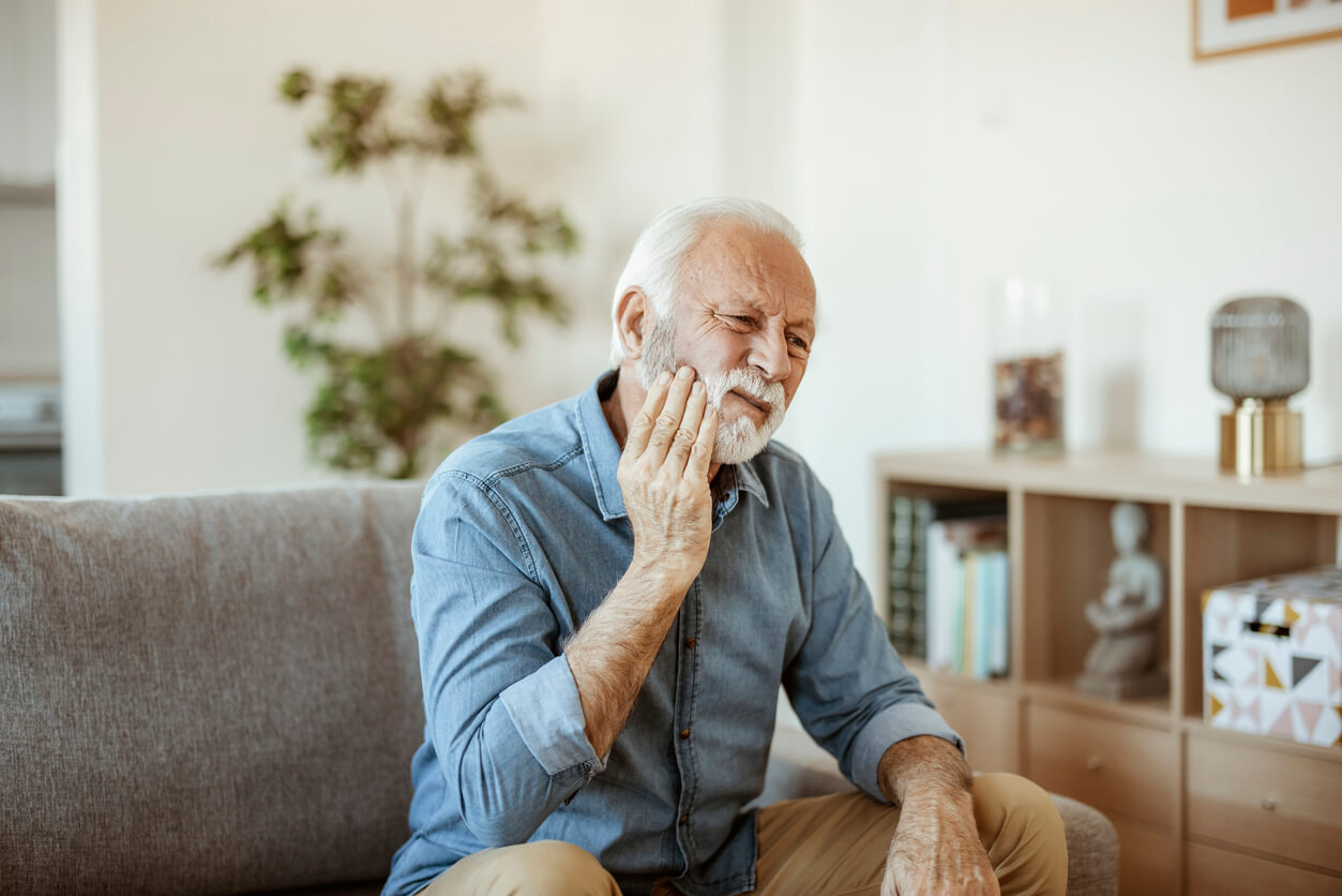 Elderly Man with tooth pain