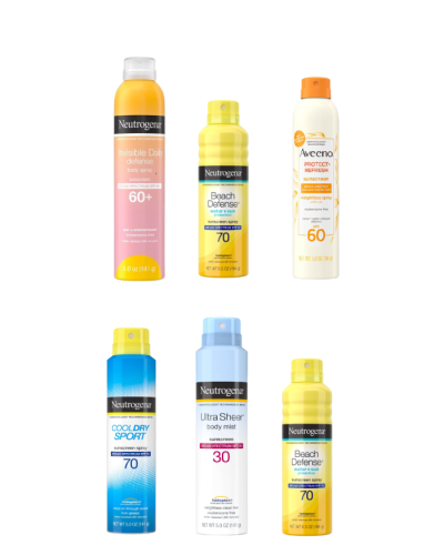 Neutrogena and Aveeno aerosol sunscreen products
