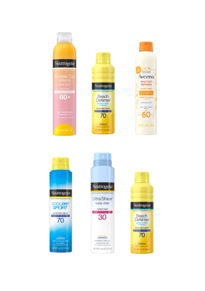 Neutrogena and Aveeno aerosol sunscreen products