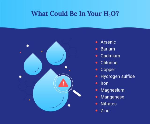 Graphic that lists what could be found in household water.